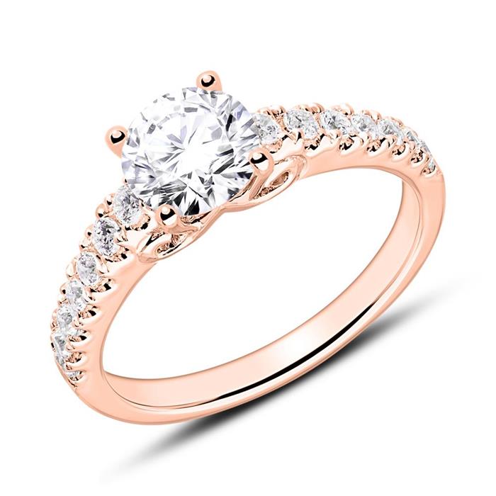 Engagement ring in 18ct rose gold with diamonds