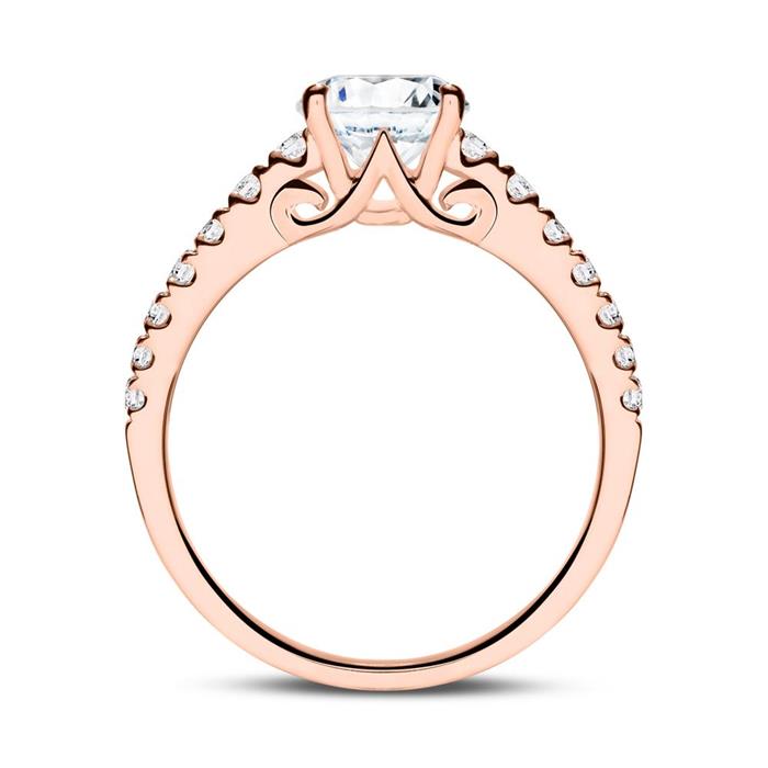 Engagement ring in 18ct rose gold with diamonds