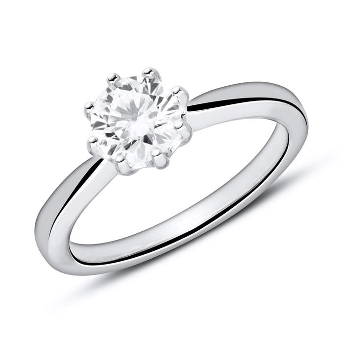 Sterling zilveren solitaire ring met Zirkonia