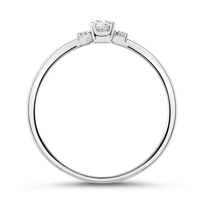 Diamanten ring voor dames in 14 karaat witgoud