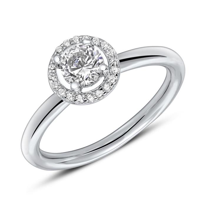 Sterling zilveren halo ring met Zirkonia