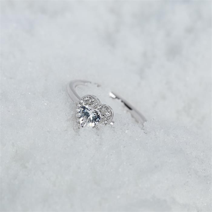 925 silver heart ring with white zirconia