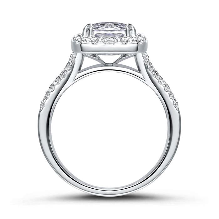 Engravable 925 silver engagement ring with zirconia