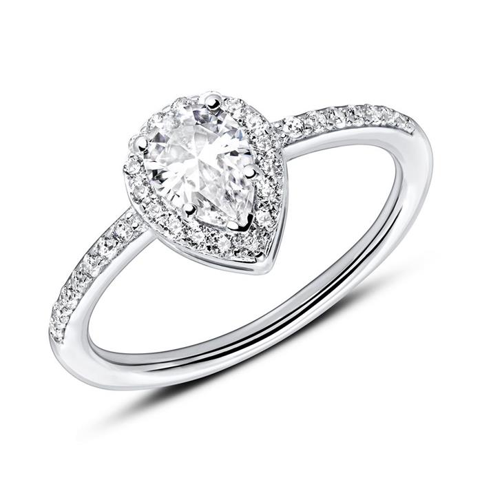 Zirconia set engagement ring made of 925 silver