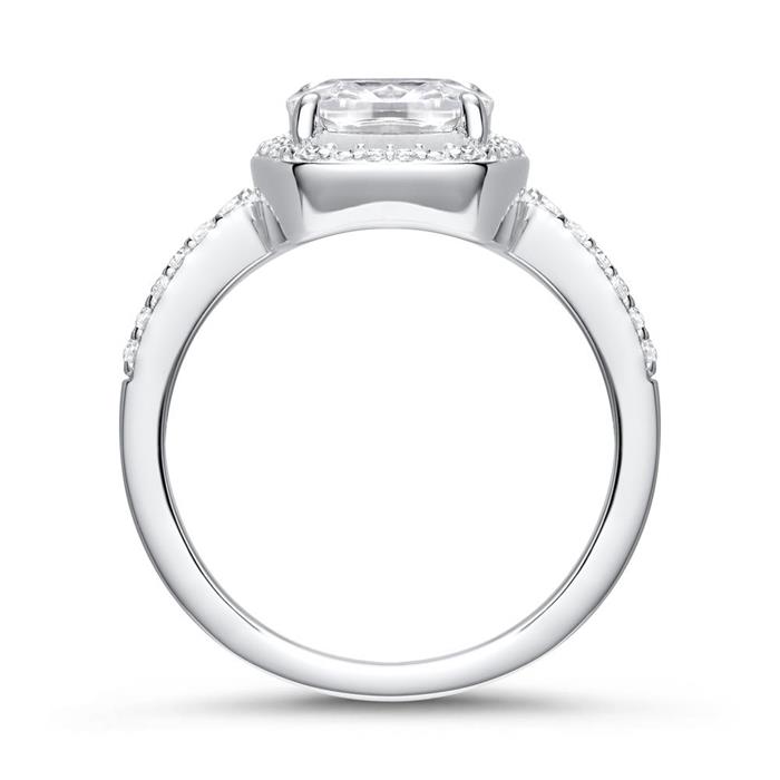 925er Silber Ring mit weißen Zirkonia, gravierbar