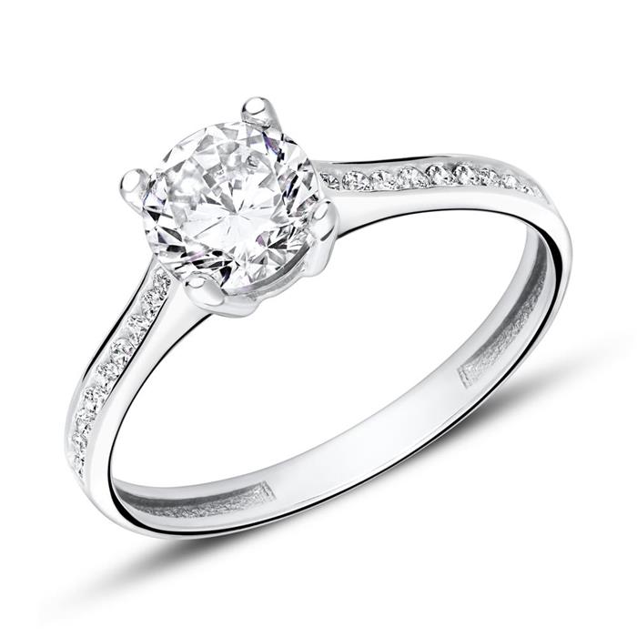 375 white gold engagement ring with zirconia