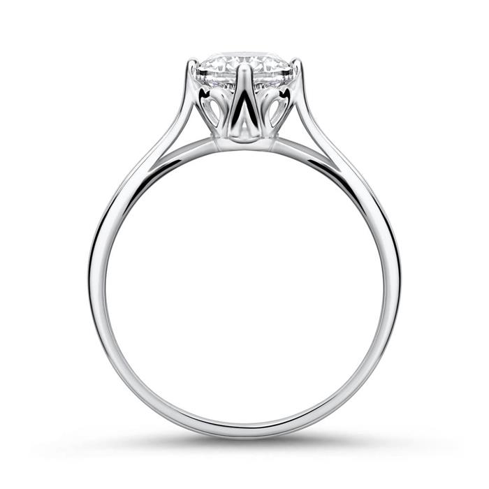 9K white gold engagement ring with zirconia