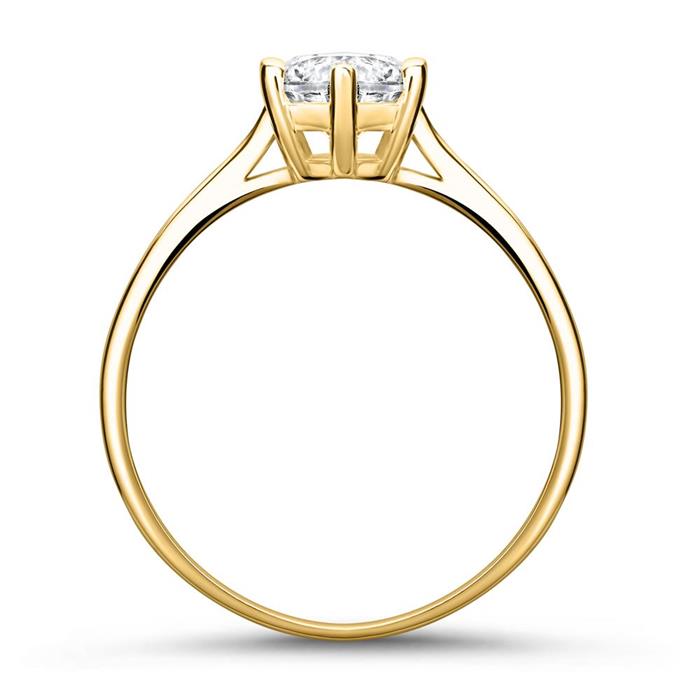 Zirconia set engagement ring in 9K gold