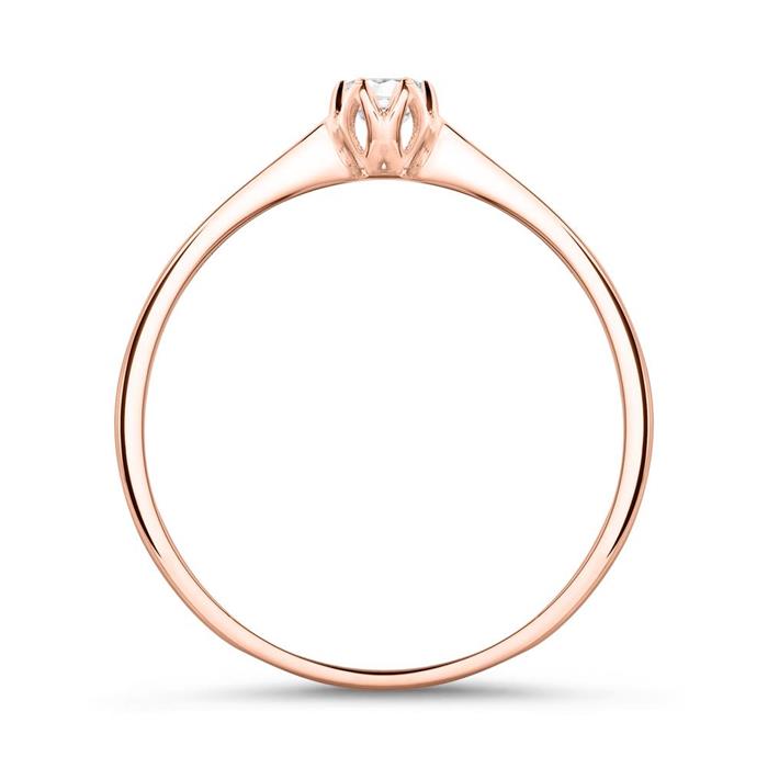 14ct rose gold engagement ring with diamond