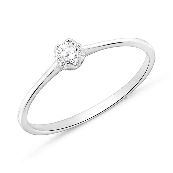 18k witgouden solitaire ring