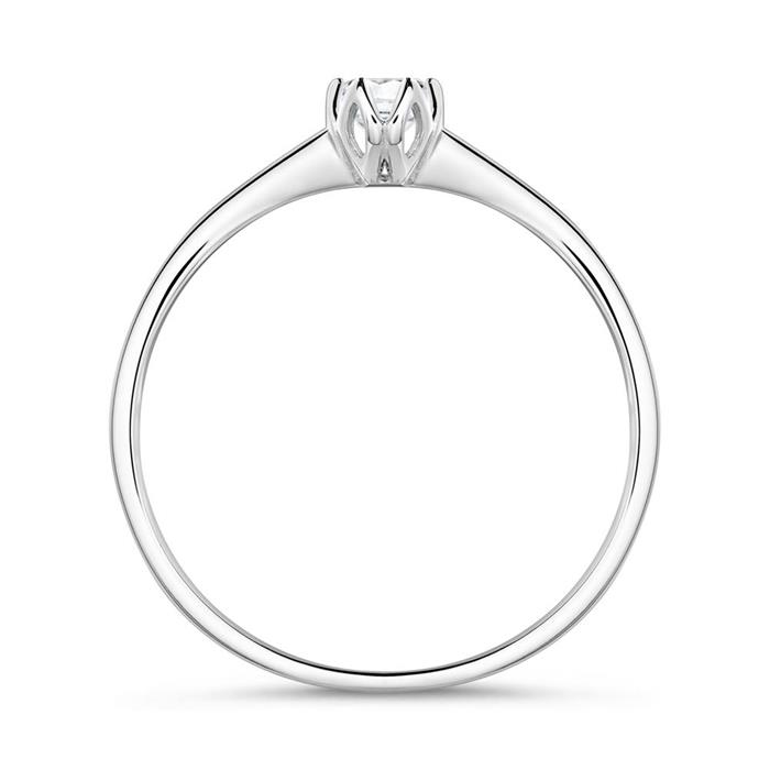 Solitaire ring in 14k witgoud met Diamant