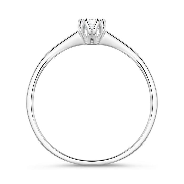 Solitärring aus 14K Weißgold mit Diamant