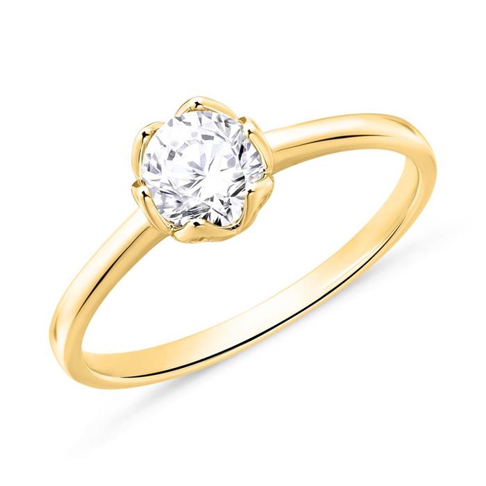 14ct gold solitaire ring with diamond