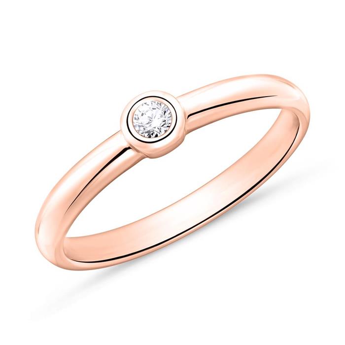 Solitaire ring in 18ct rose gold with diamond