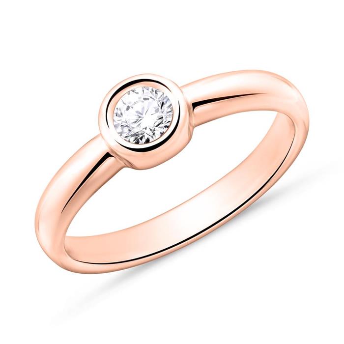 Solitaire ring in 18ct rose gold with diamond