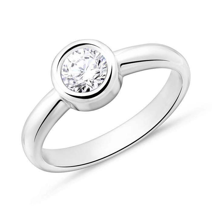 Engagement ring in 14ct white gold with diamond