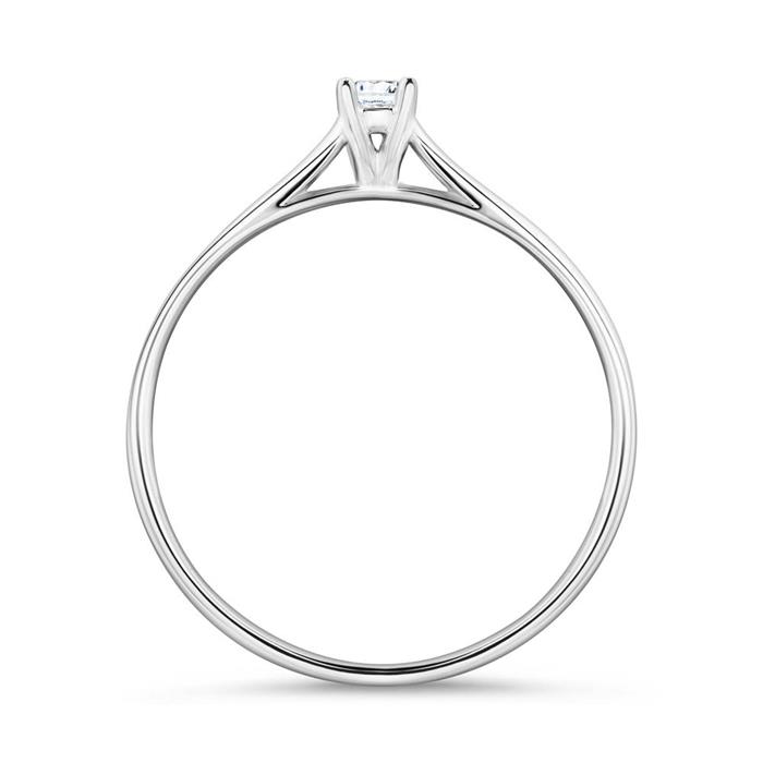 Solitaire ring in 18k witgoud met Diamant