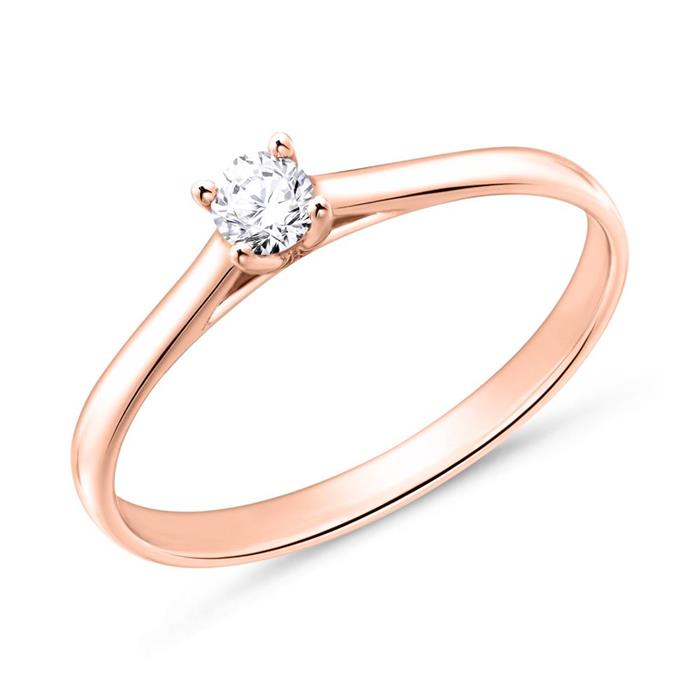 14ct Rose Gold Solitaire Ring With Diamond