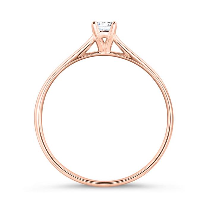 Engagement ring in 18ct rose gold with diamond