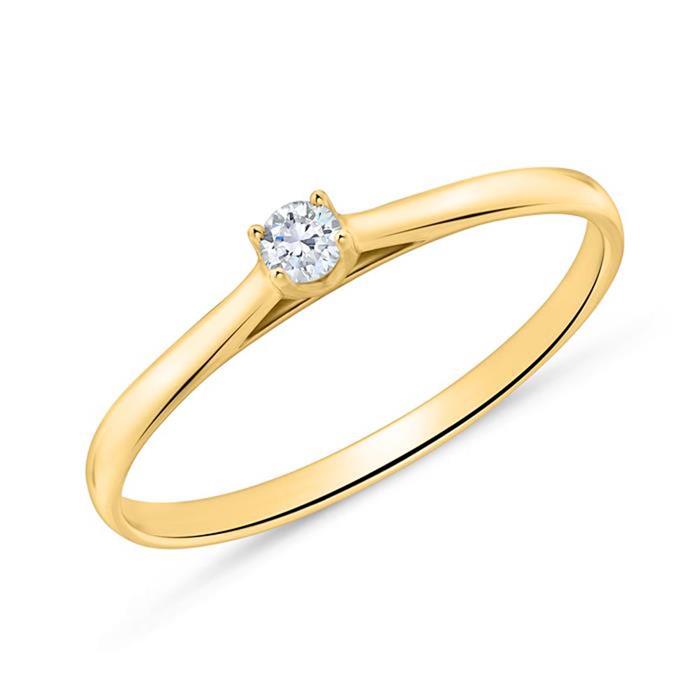 Engagement ring in 14ct gold with diamond