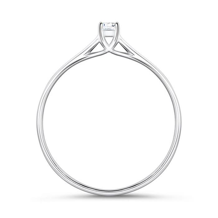 14 quilates anillo de compromiso de oro blanco con diamante