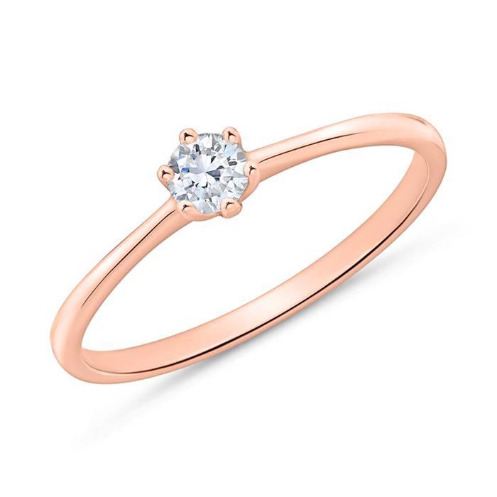 14ct rose gold engagement ring with diamond