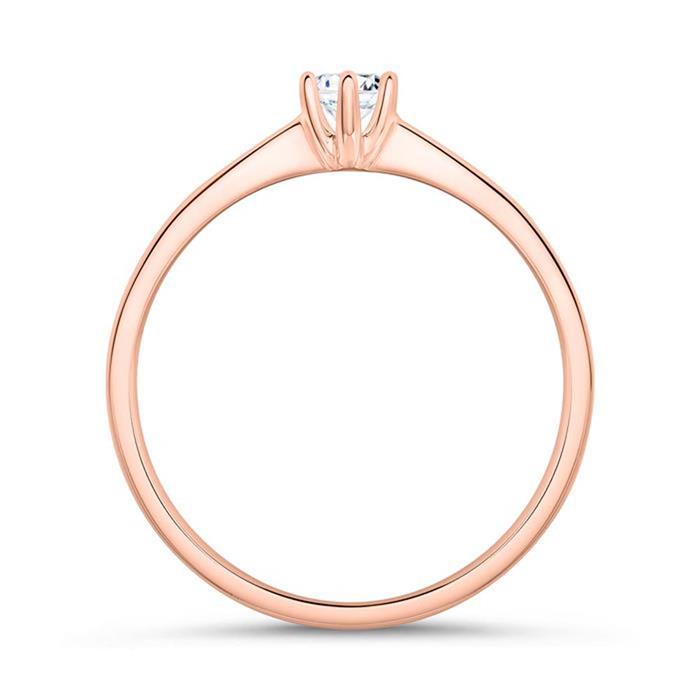 14ct rose gold engagement ring with diamond