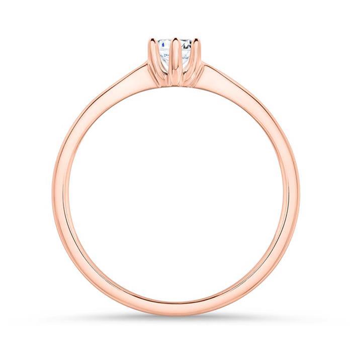 Anillo de compromiso de oro rosa de 18 quilates con diamante