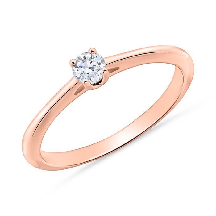 18k roségouden verlovingsring met Diamant