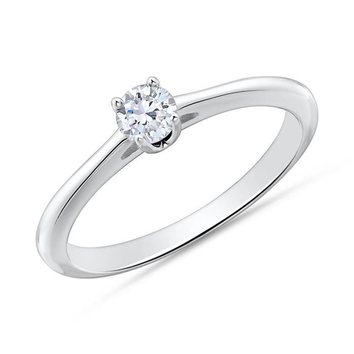 Solitaire ring in 18ct white gold with diamond