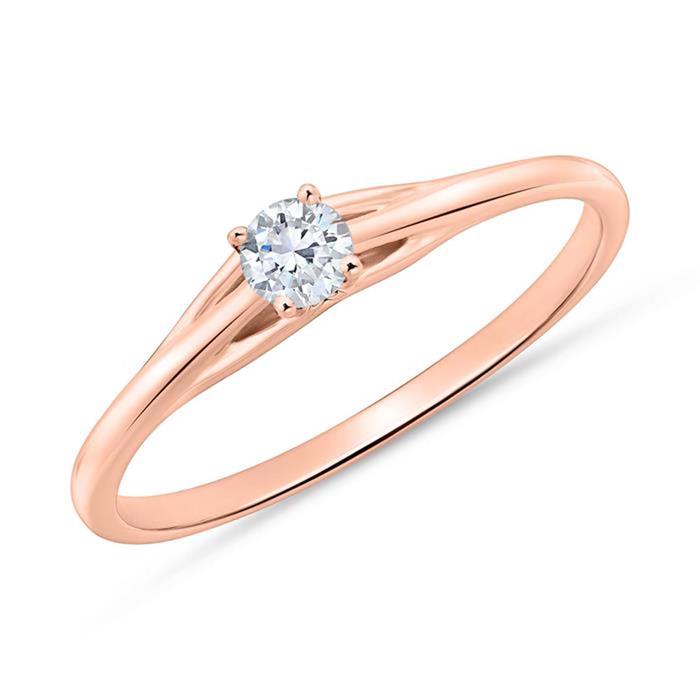 Solitaire ring in 14ct rose gold with diamond