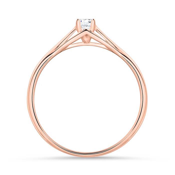 Solitaire ring in 14ct rose gold with diamond