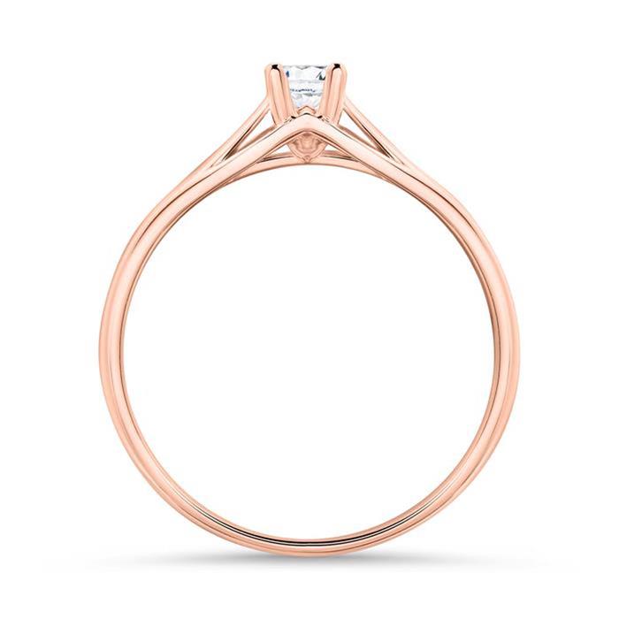 Solitaire ring in 14ct rose gold with diamond