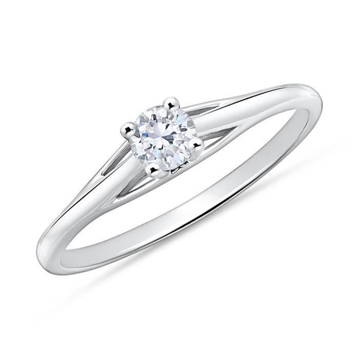 Engagement ring in 14ct white gold with diamond