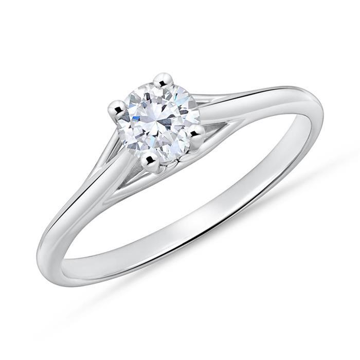 Engagement ring in 14ct white gold with diamond