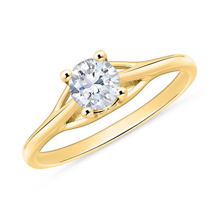 585er Gold Verlobungsring mit Diamant