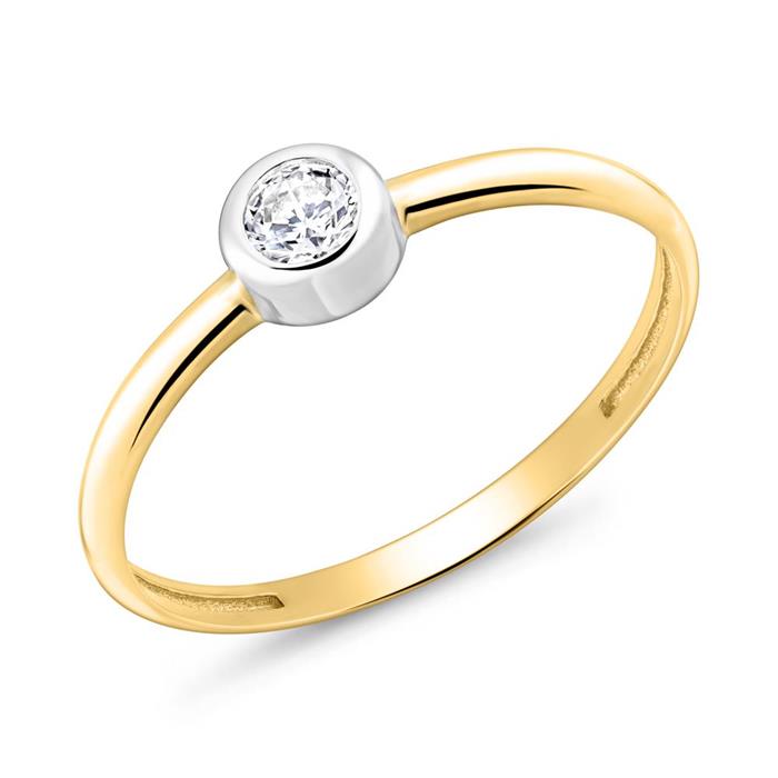 Engagement ring in 9K gold with zirconia