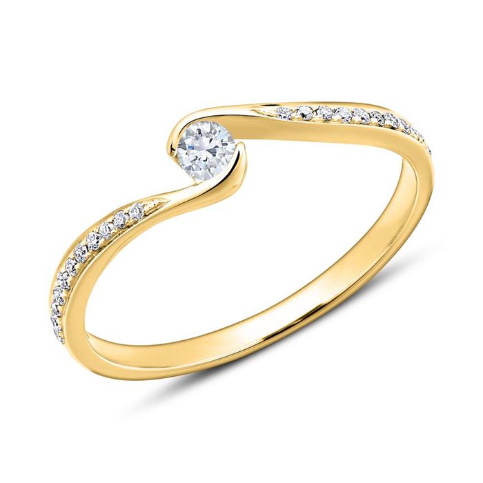 585er Gold Verlobungsring mit Diamanten