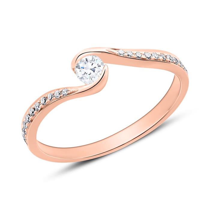 Anillo de compromiso de oro rosa 18 quilates con diamantes