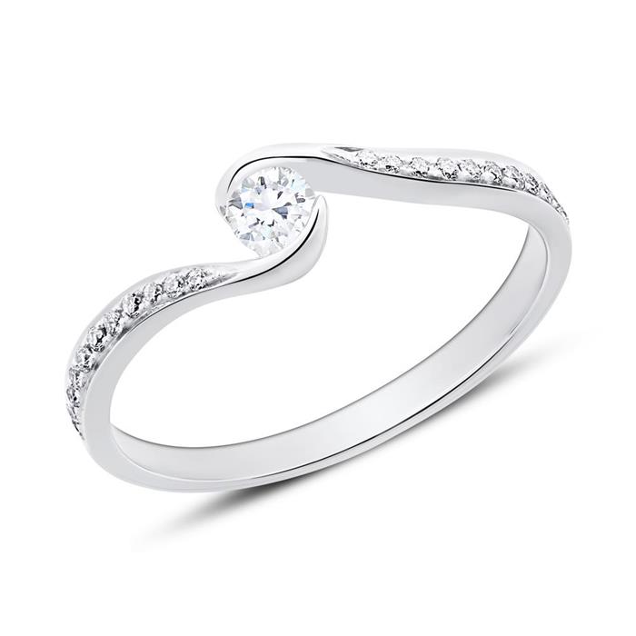 Diamond-set engagement ring in 18ct white gold