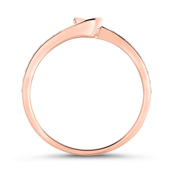 Anillo de compromiso de oro rosa 14 quilates engastado con diamantes