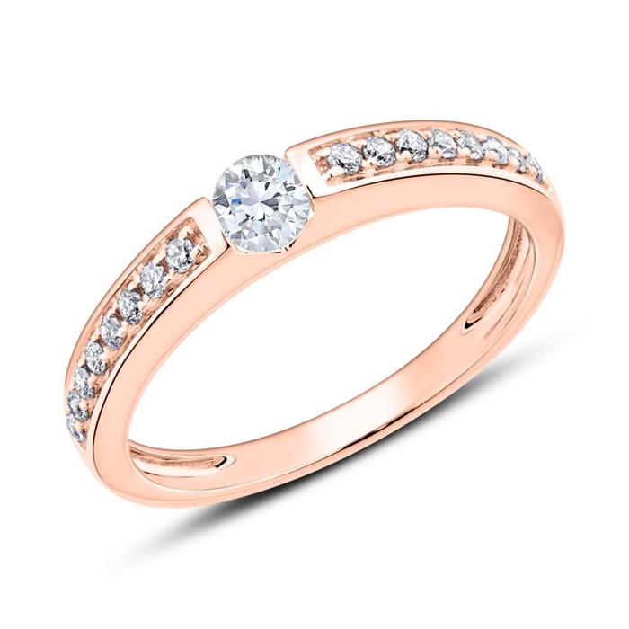 Engagement ring in 14ct rose gold with diamonds