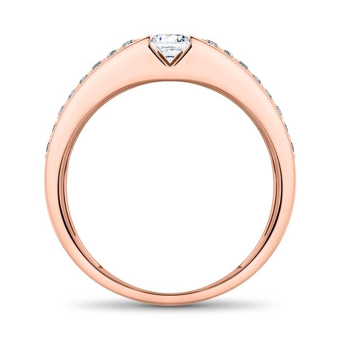 Anillo de compromiso en oro rosa de 18 quilates con diamantes