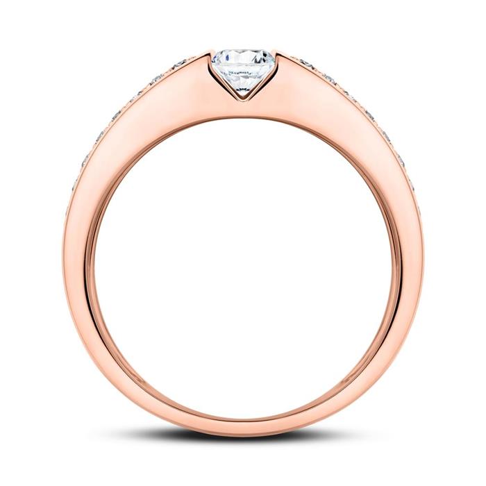 Ring in 14ct rose gold with diamonds