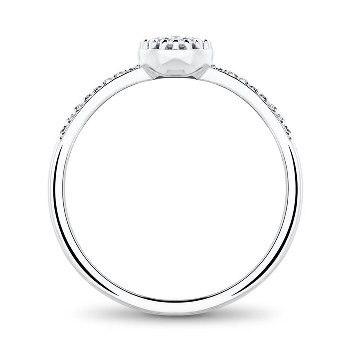 Engagement ring in sterling silver with zirconia