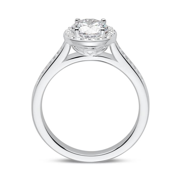 Engagement ring in sterling silver with zirconia