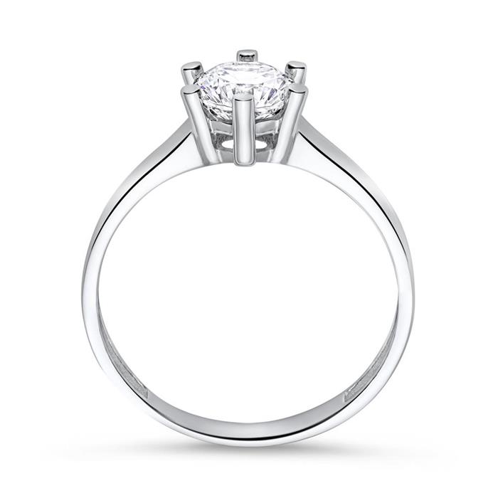 9K white gold engagement ring with zirconia