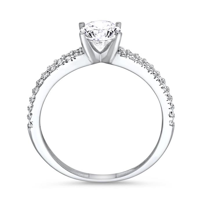 9K white gold engagement ring with zirconia