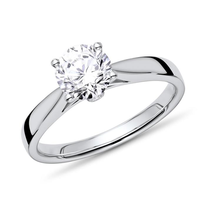 18K white gold engagement ring, diamonds, approx. 0.78 ct.