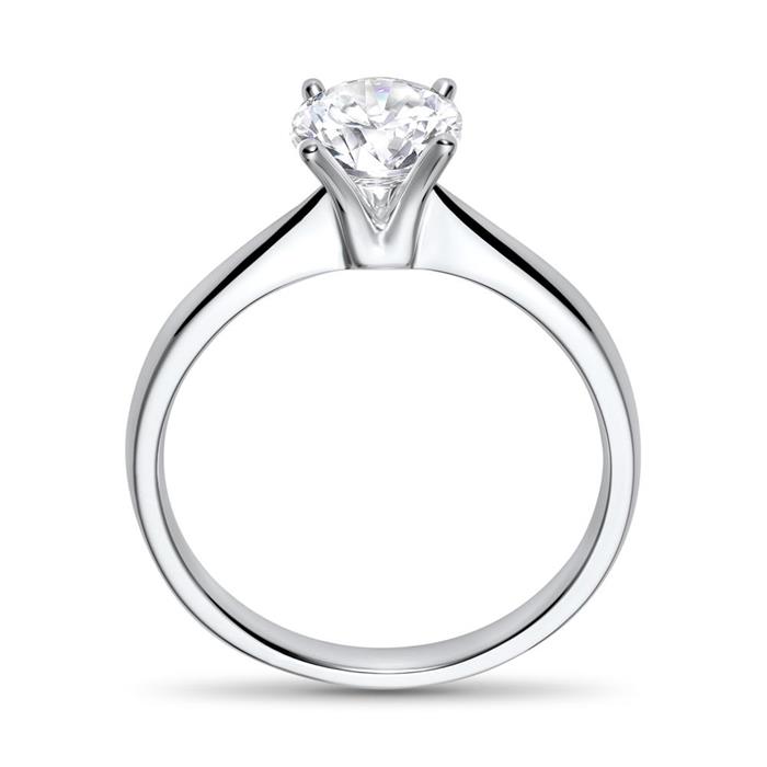 Solitaire ring in 18 karaat witgoud met Diamant, 0.40 ct.